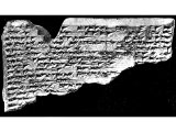 Fragment of the first tablet of the creation series. Cuneiform writing, 7th C BC Assyria. This series tells the Babylonian version of the creation story.
